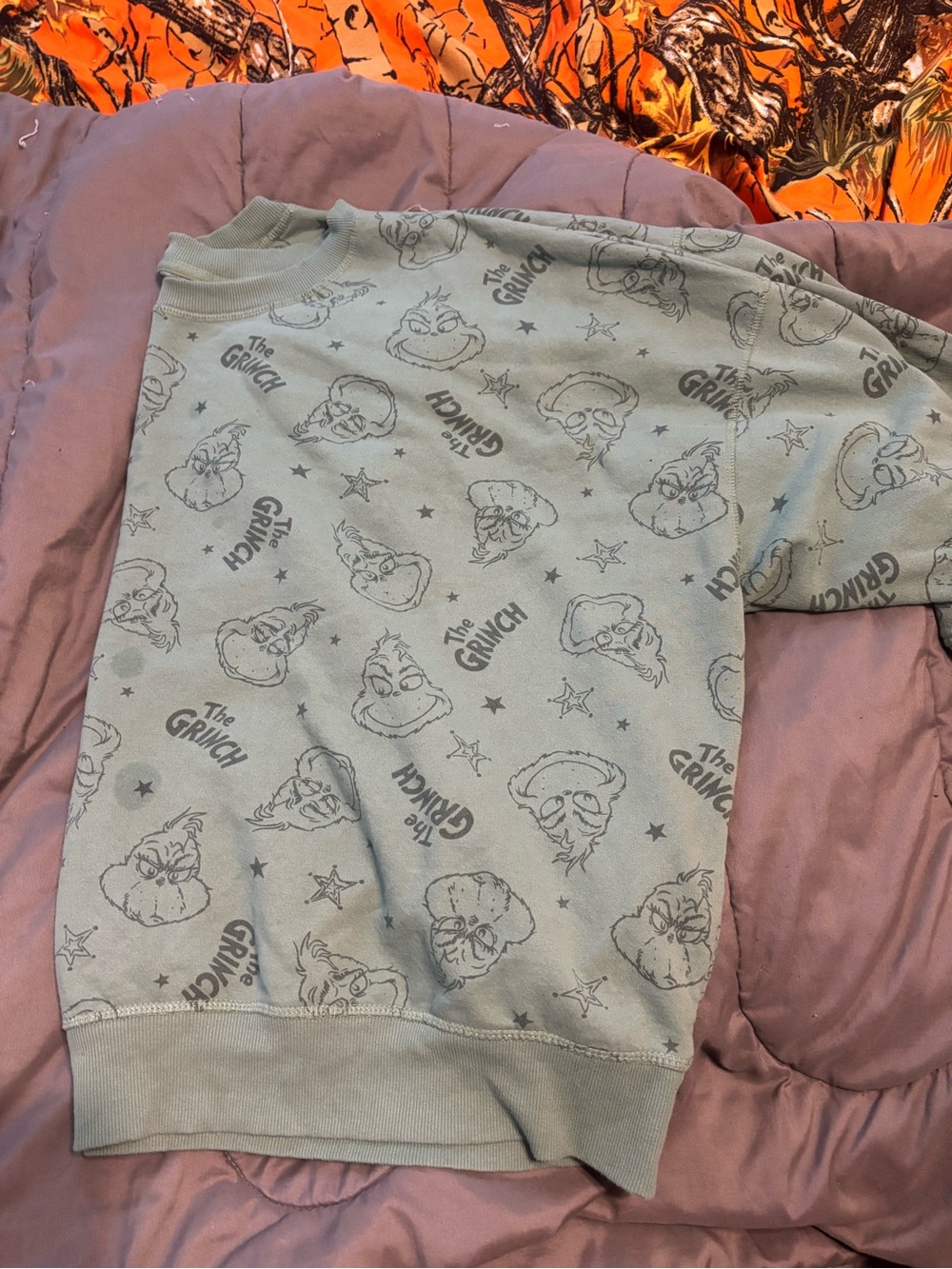 Maurices Light Sage Green Grinch Print Sweatshirt
